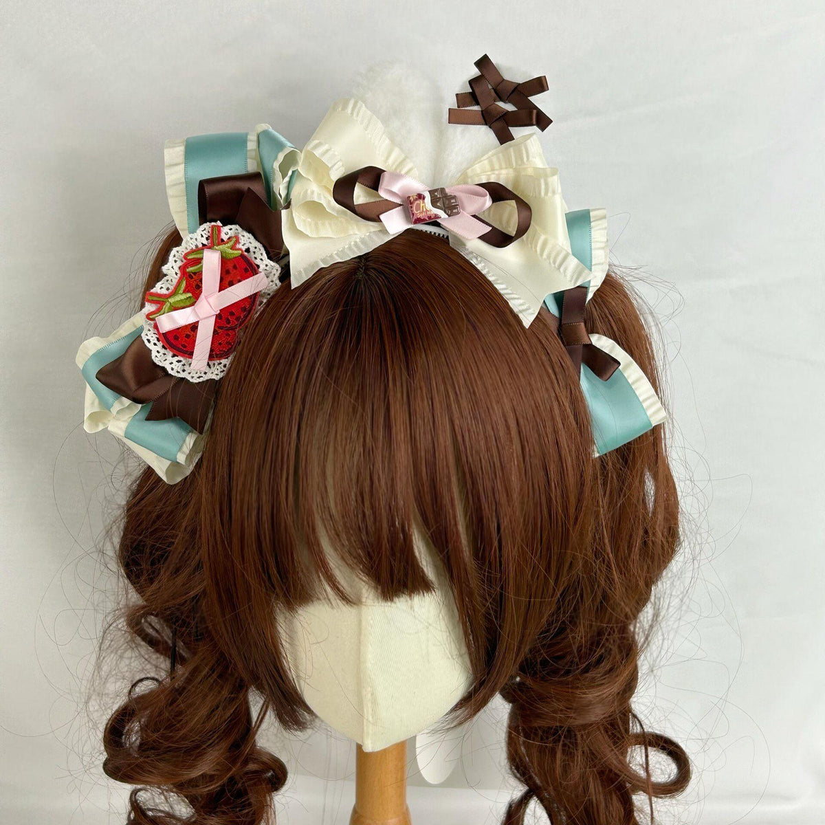Strawberry Rabbit Ear Headband Lolita Bow