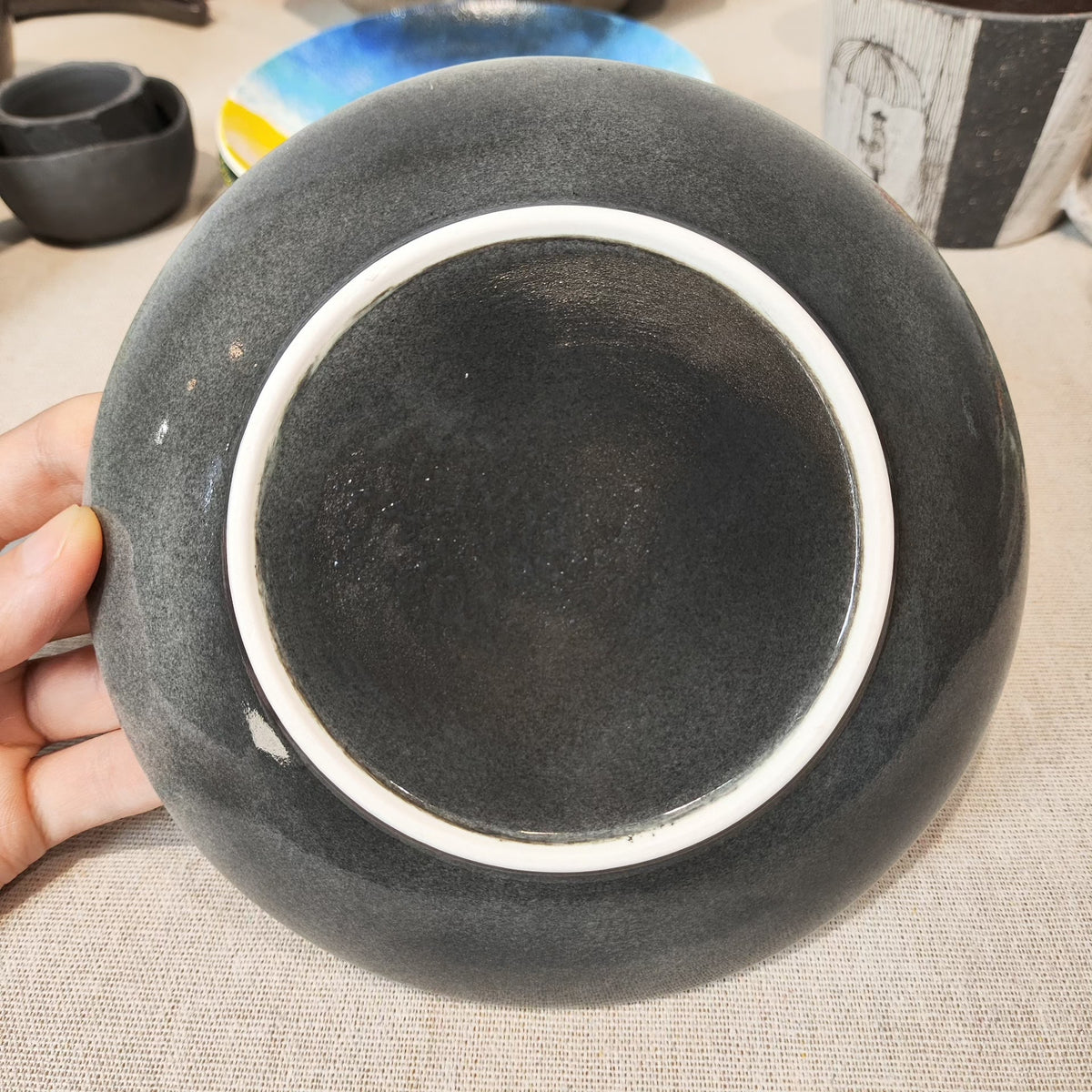 Black Woven Texture Ceramic Art Plate