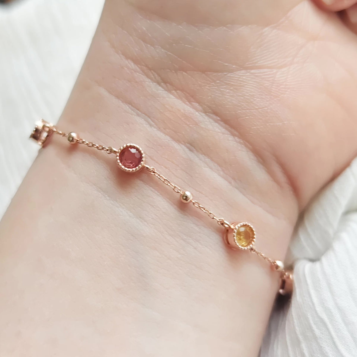 Fluorit Tourmalin Roségold Armband