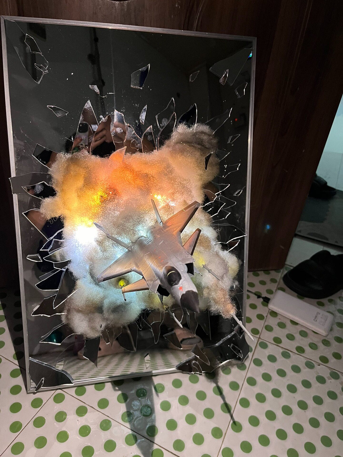 J20 Fighter Shattered Mirror LED Diorama