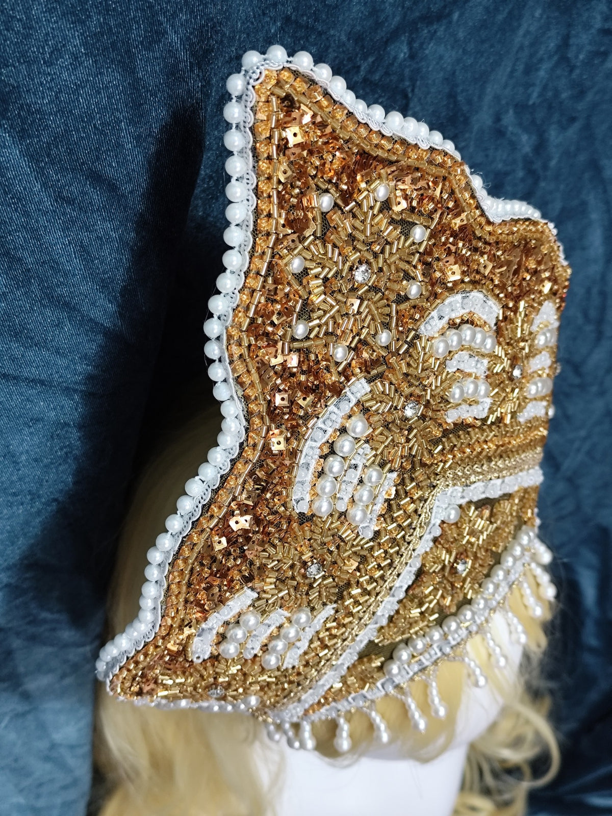 Gold Beaded Kokoshnik Lolita Crown Headpiece