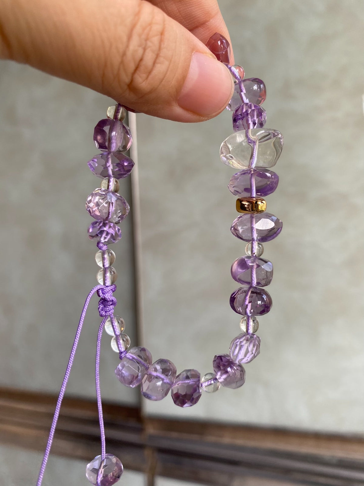 Amethyst and Clear Quartz Handmade Bracelet