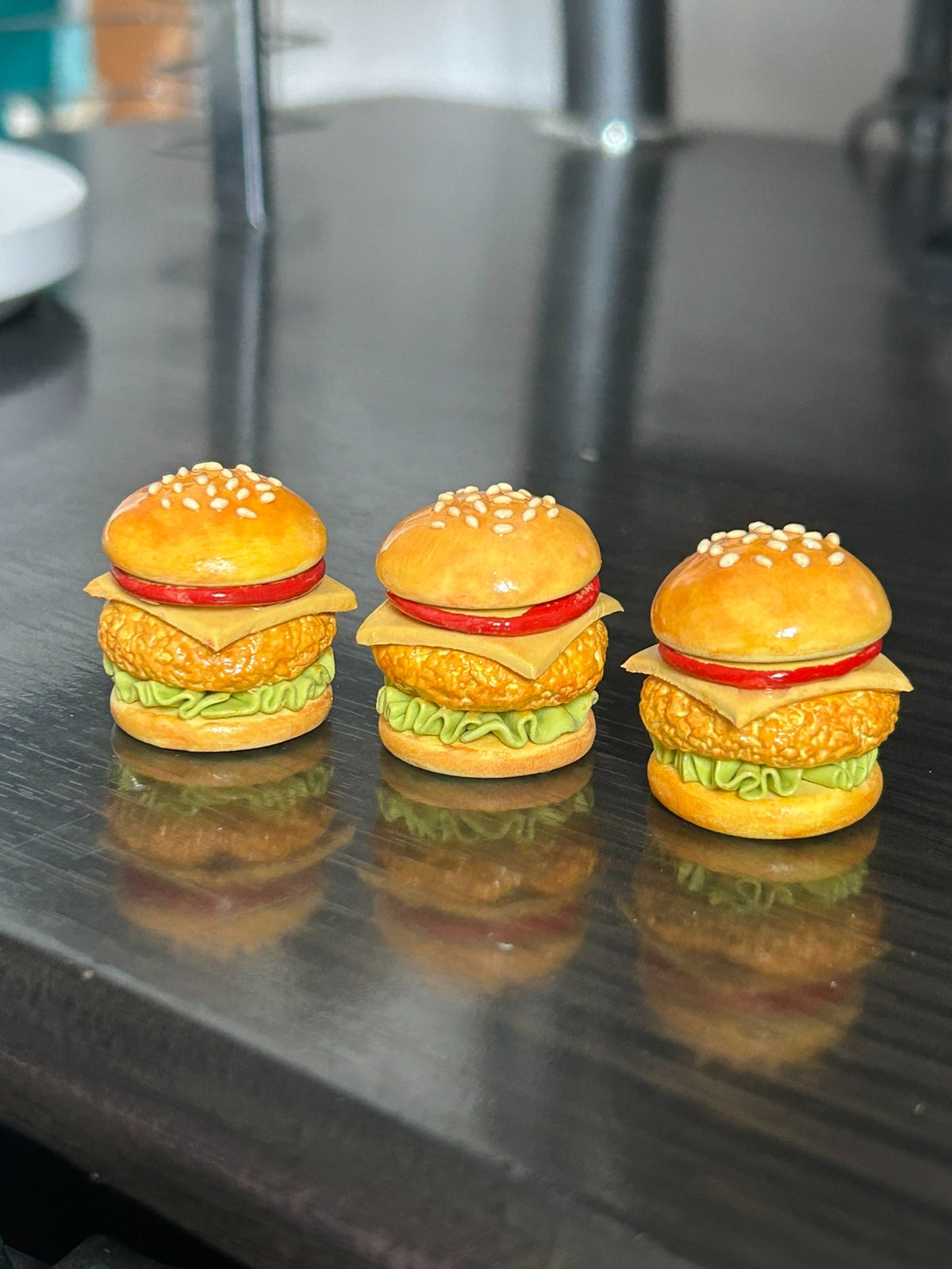 Miniature Chicken Burger Keychain Charm