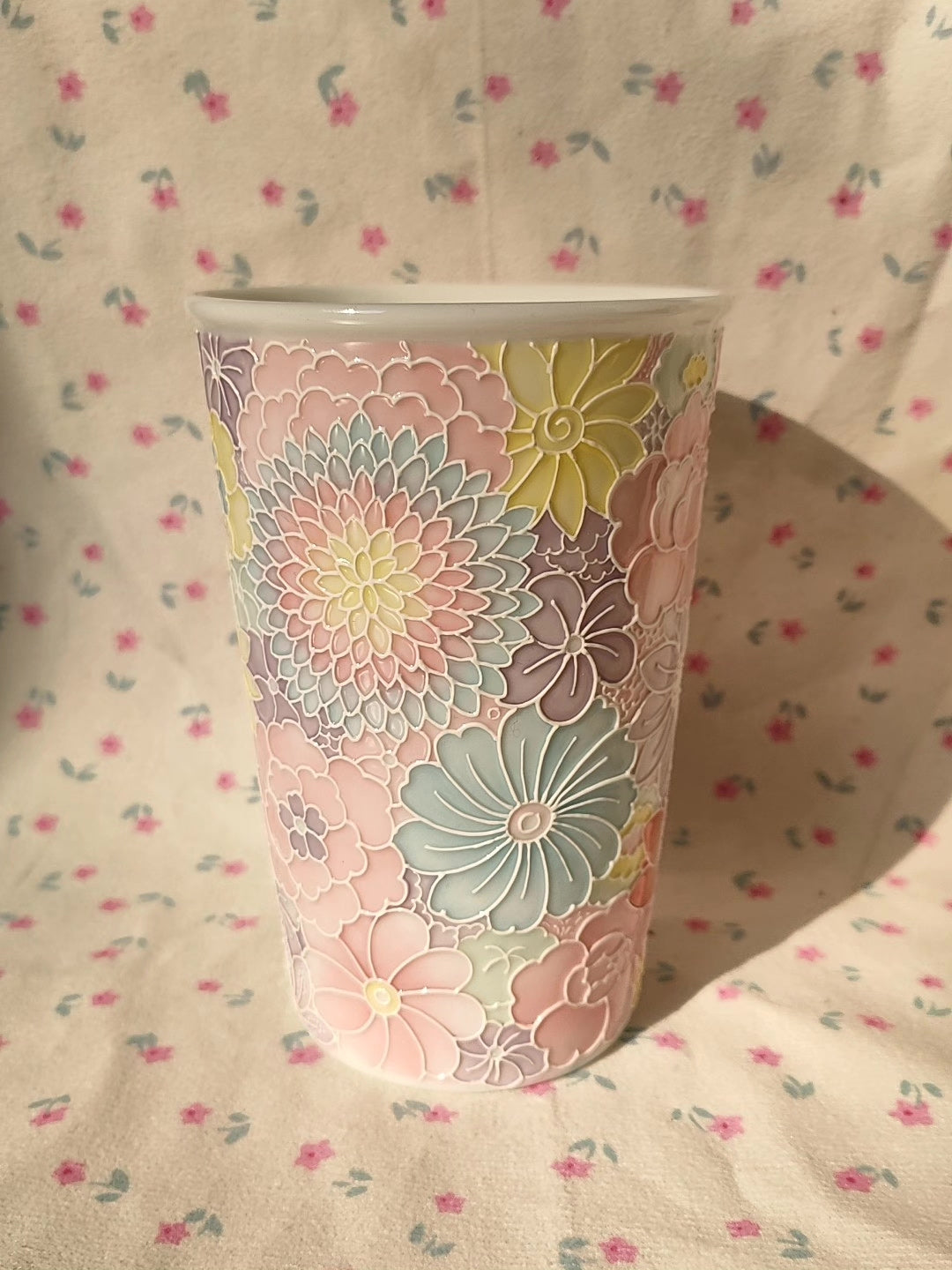 Hand Painted Floral Jade Clay Mug 450cc