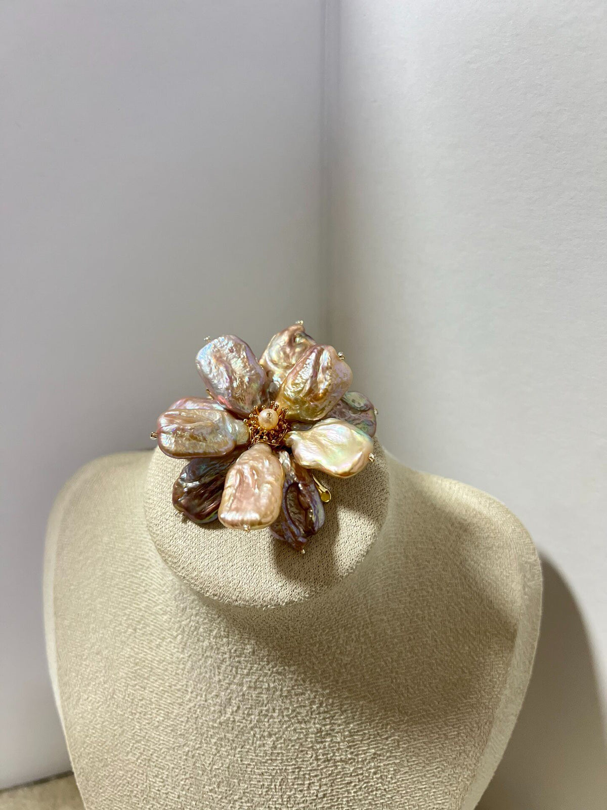 Square Baroque Pearl Floral Brooch Clip
