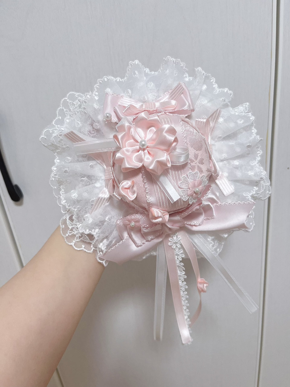 Pink Cherry Blossom Formal Hat with Veil