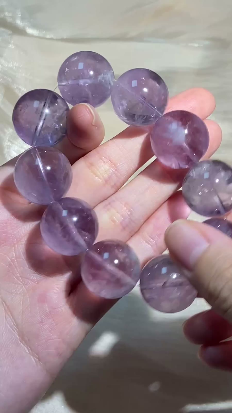 Lavender Amethyst Crystal Beaded Bracelet 19.5mm