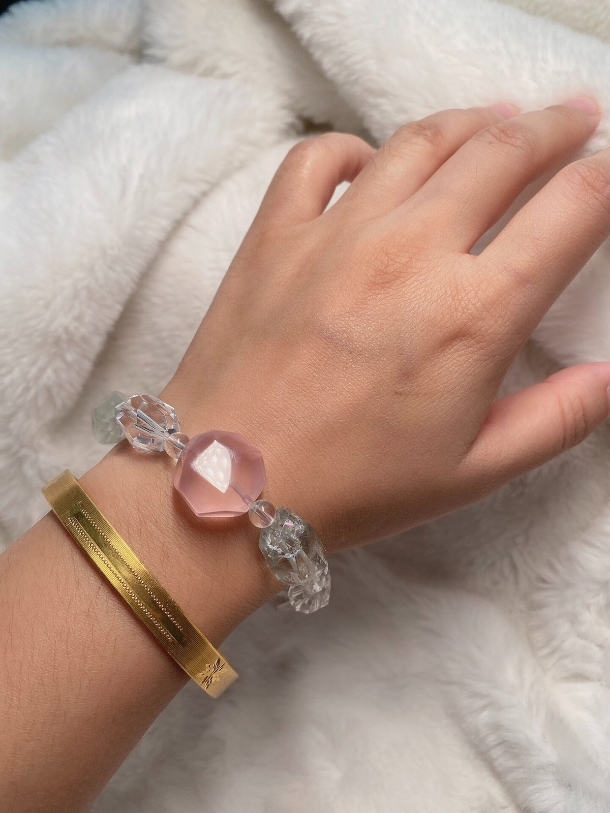 Natural Crystal Beaded Bracelet Mixed Colors
