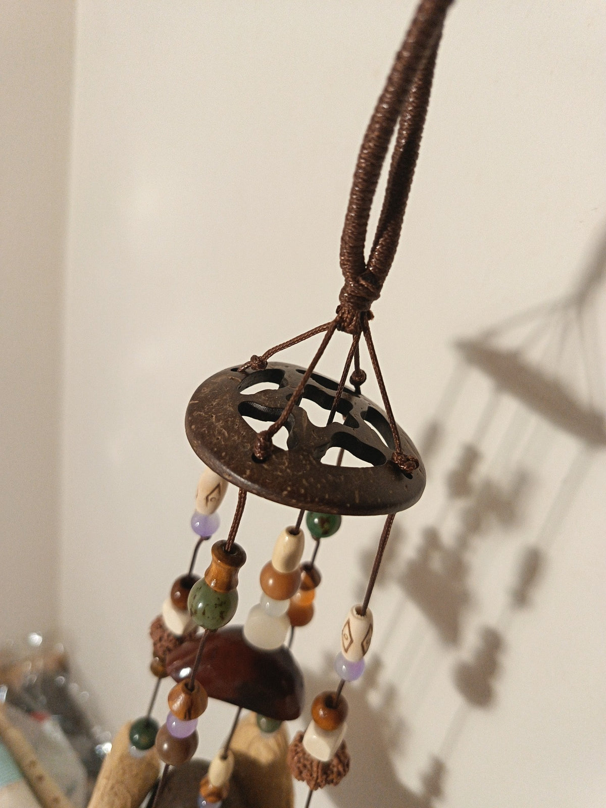 Handcrafted Shell Wind Chime with Natural Beads