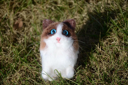 Miniature Wool Felt Cat Plush Toy, 7cm Seated Figure