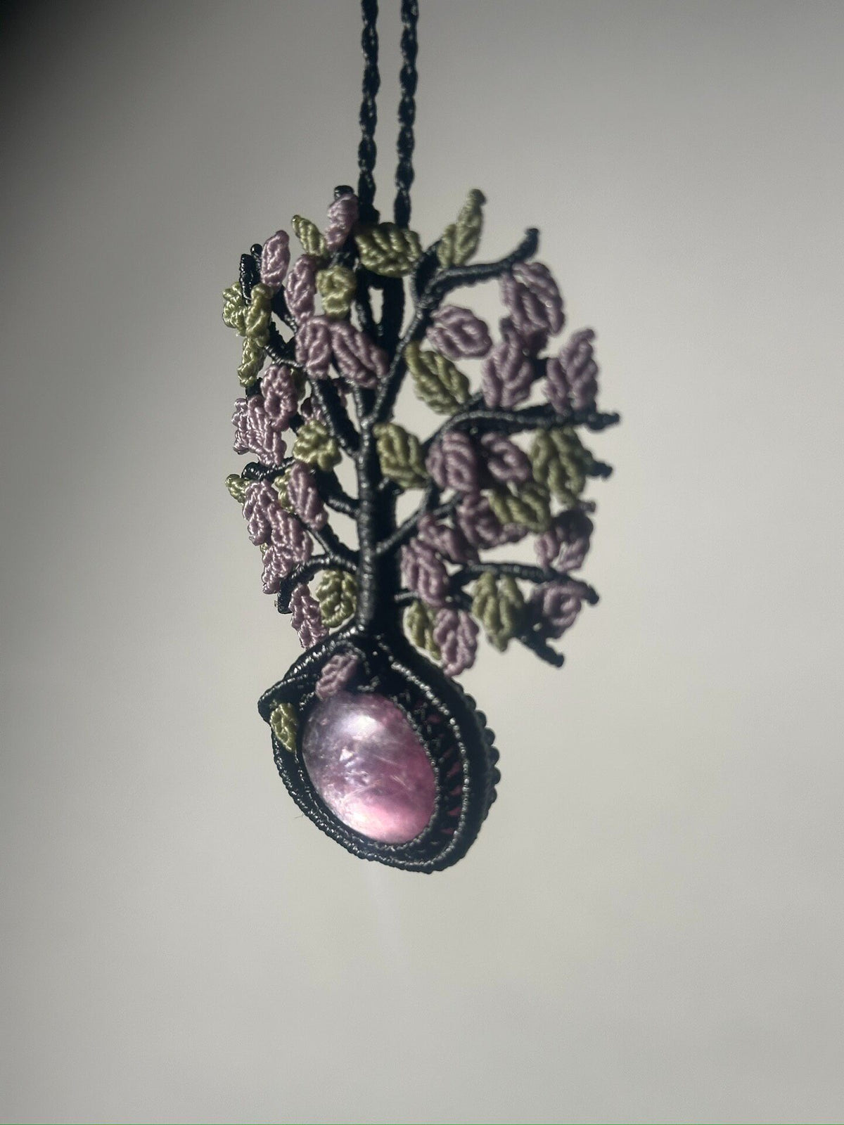 Purple Lepidolite Tree of Life Macrame