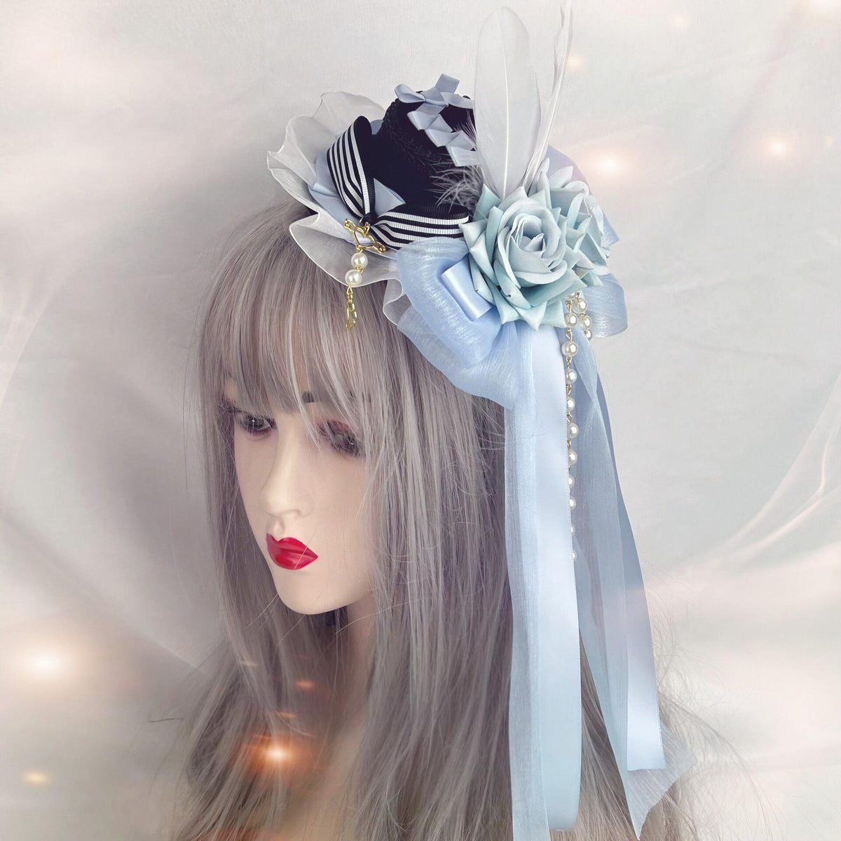 Lolita Blue Mini Top Hat Side Clip