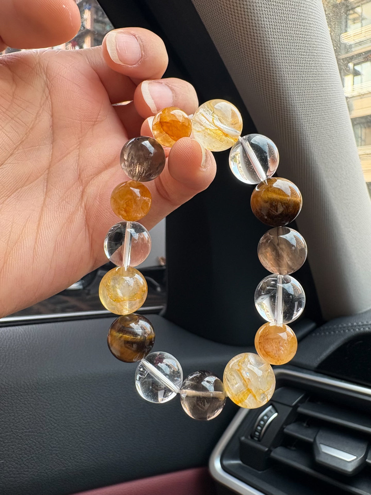 Armband med rökkvarts, citrin och klarkvarts