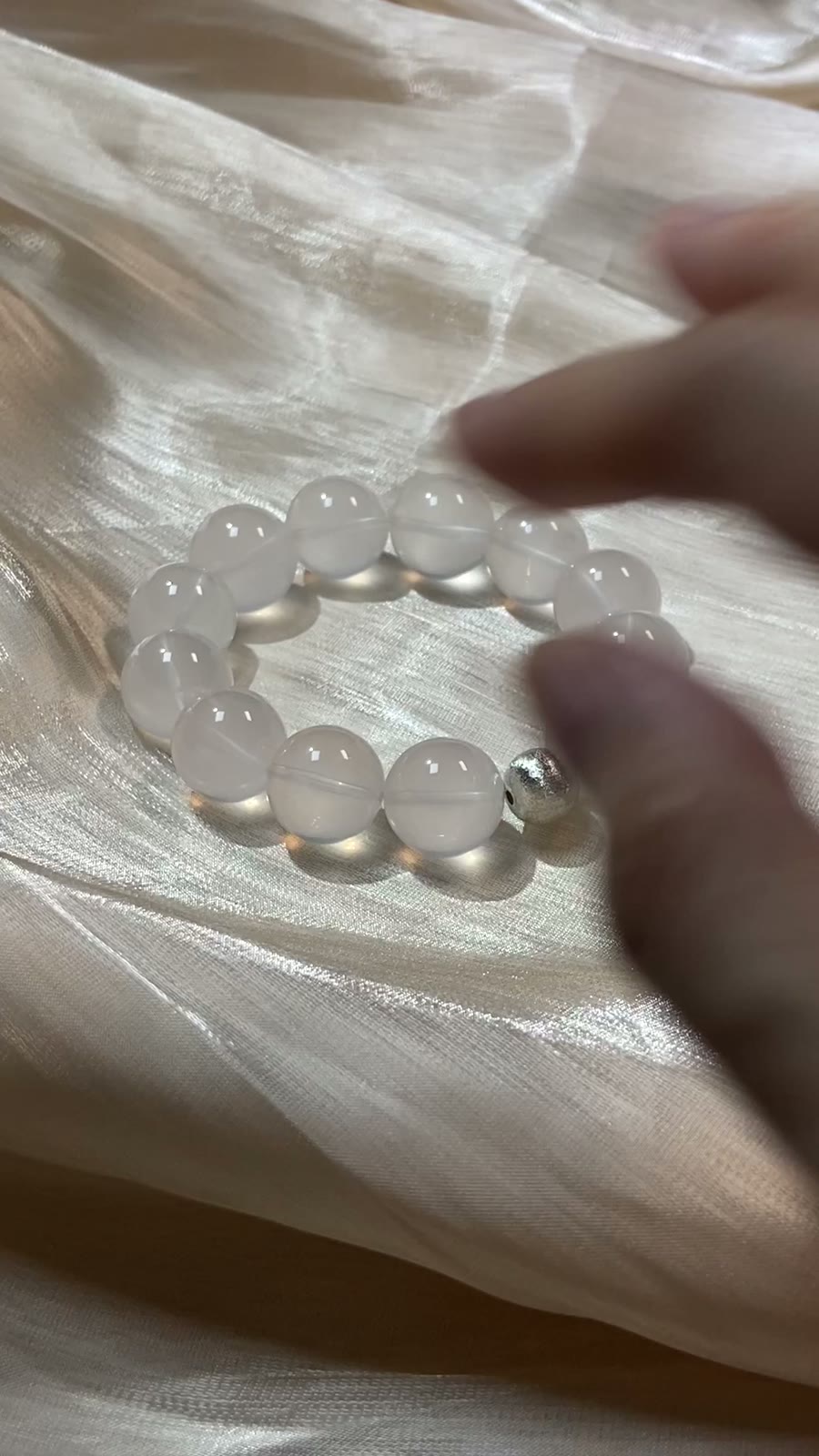 Natural Milk White Crystal Beaded Bracelet