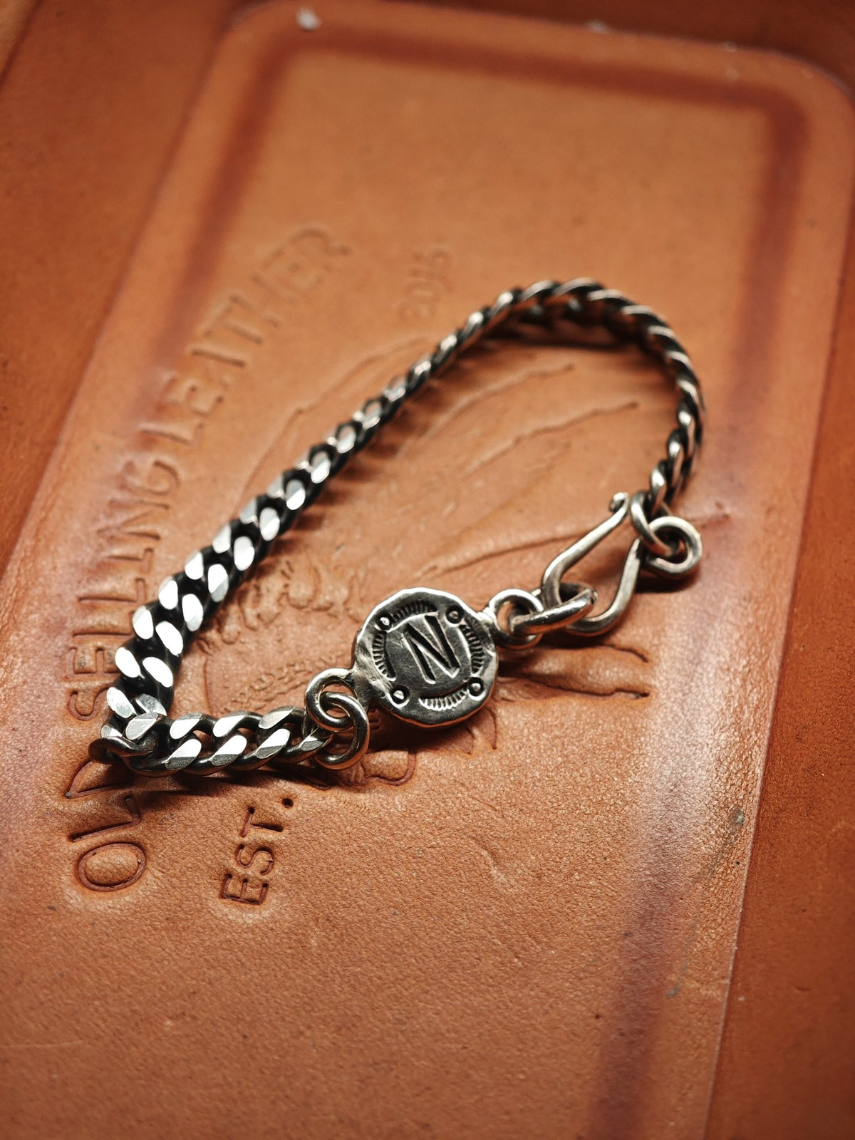 Cubanlänk-armband i 925 sterling silver med anpassad bokstavsbricka