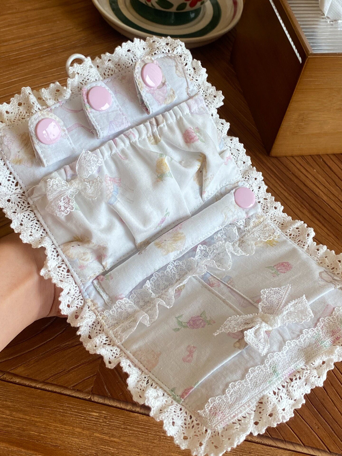 Handmade Jewelry Pouch Pink Princess Ruffle