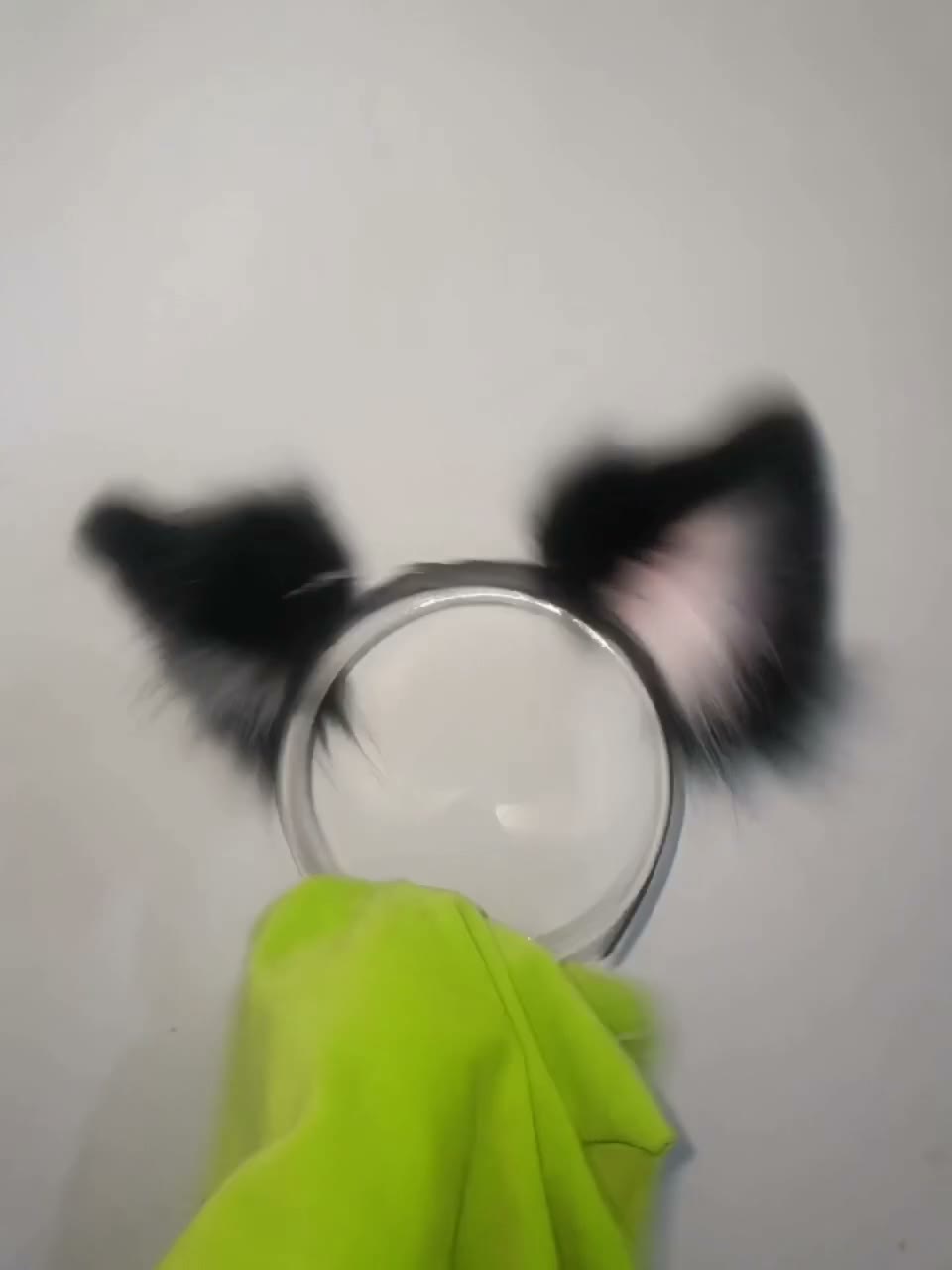 Black Faux Fur Moving Cat Ear Headband