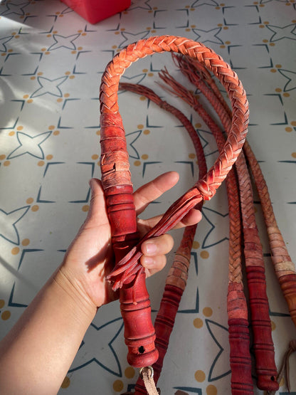 Handmade Leather Equestrian Whip with Solid Wood Handle, 75cm