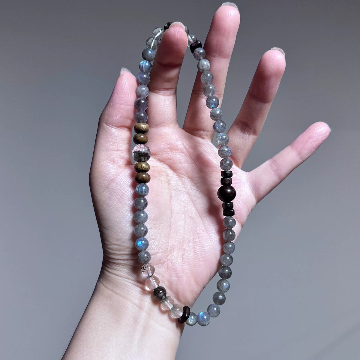 Double Wrap Crystal Bracelet Moonstone Phantom Quartz
