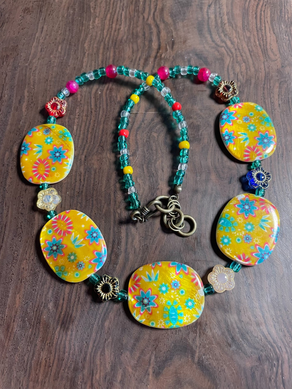 Colorful Natural Shell Disc Necklace