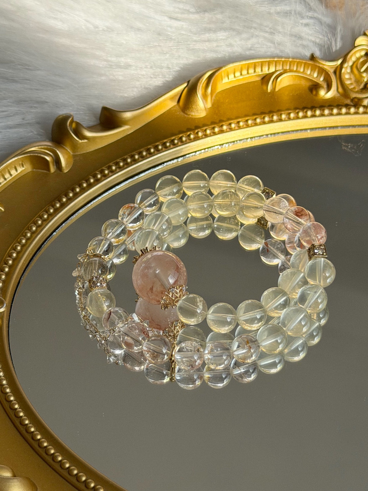 Armband i naturlig kristall med dubbelt lager