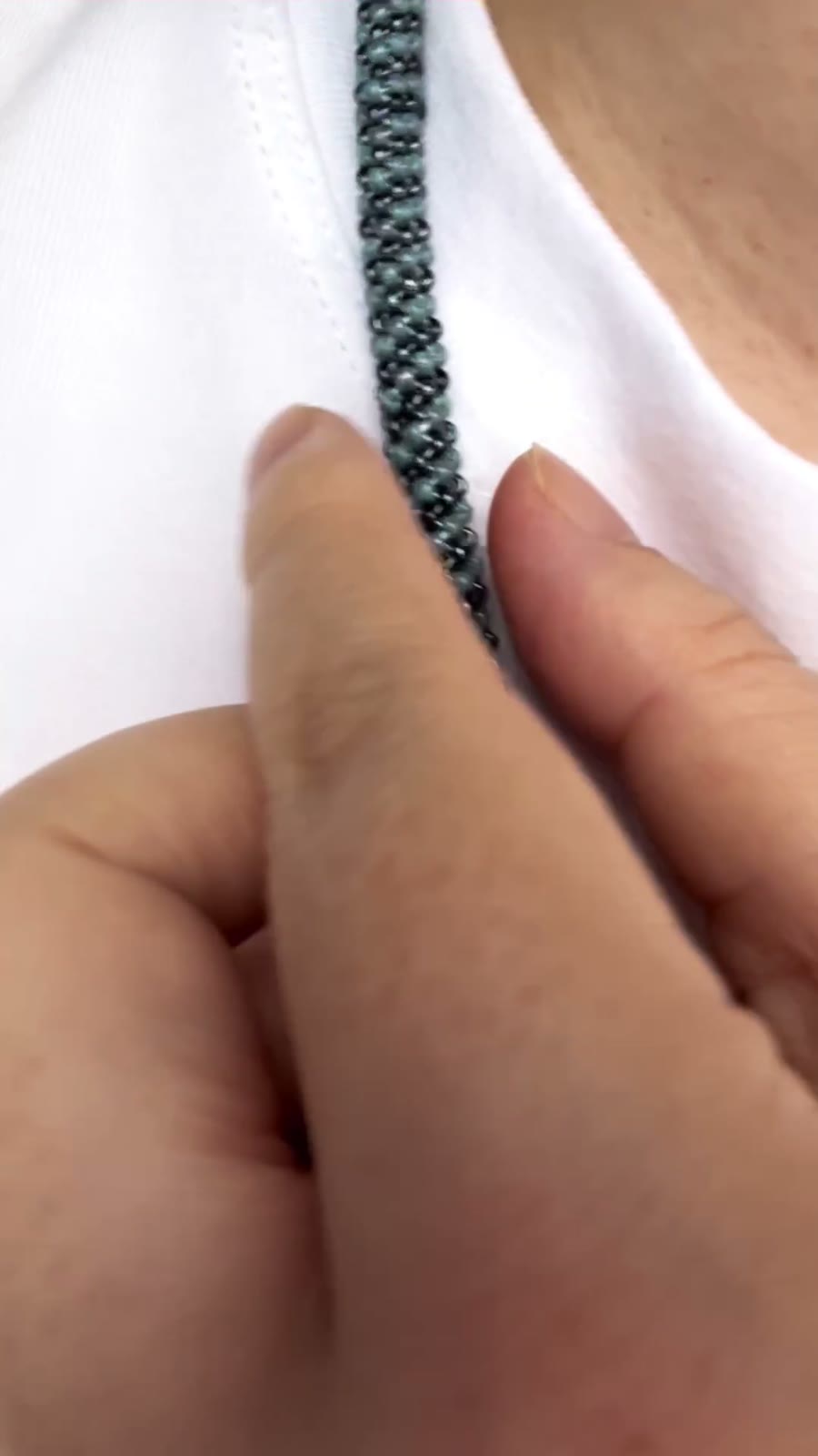 Collana Artigianale in Perline Blu Cordino Intreciato