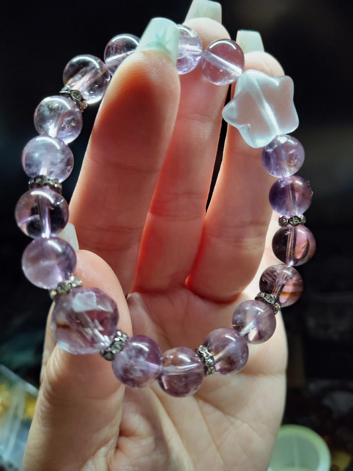 Natural Amethyst Phantom Quartz Bracelet