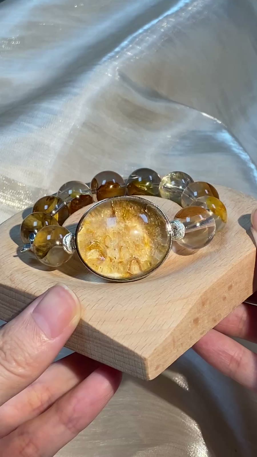 Yellow Glue Flower Quartz Crystal Bracelet