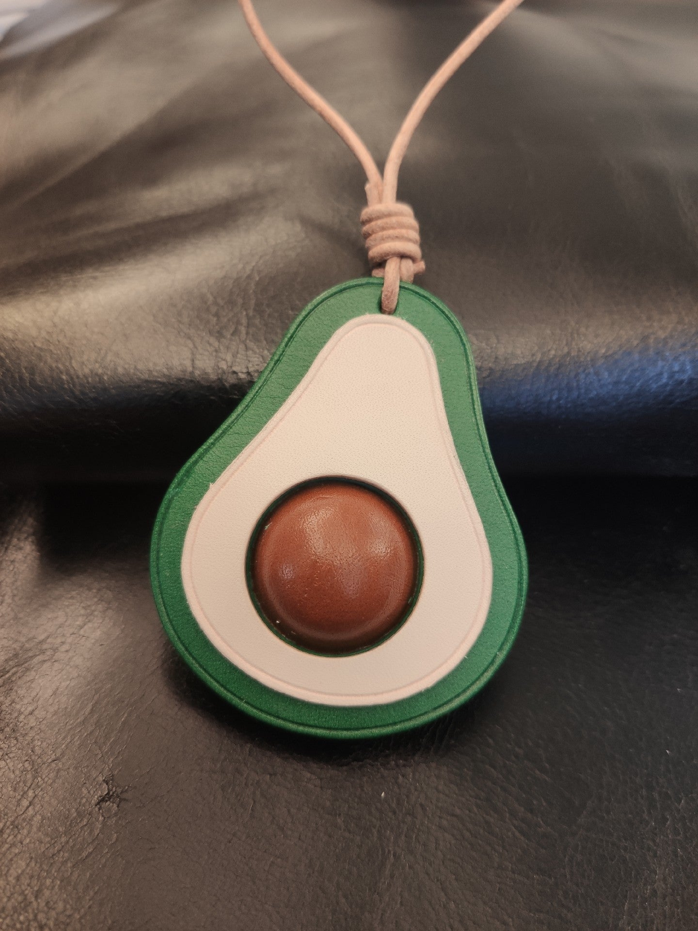 Handcrafted Vegetable-Tanned Leather Avocado Keychain with Layered Design