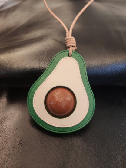 Handcrafted Vegetable-Tanned Leather Avocado Keychain with Layered Design