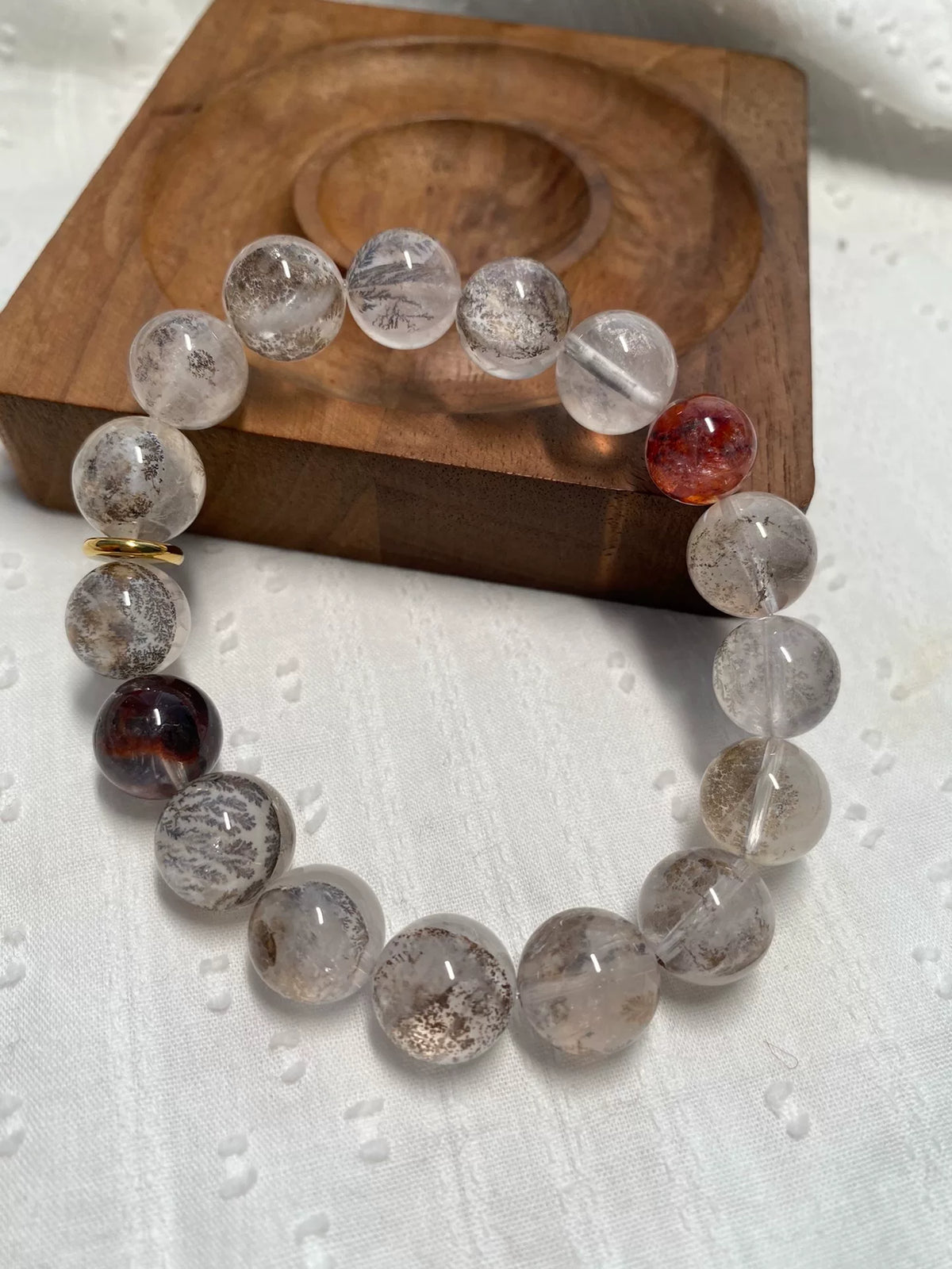 Armband mit Dendritenquarz-Kristallperlen