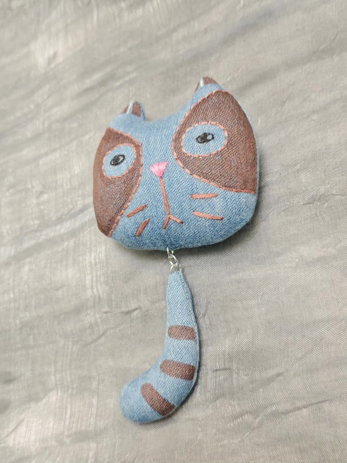 Handmade Fabric Cat Head Ornament
