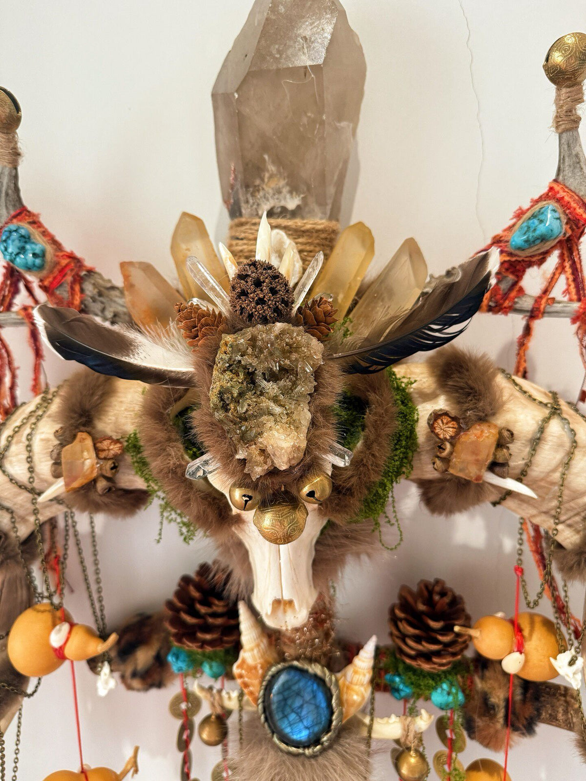 Shamanic Staff with Crystal Skull Horns