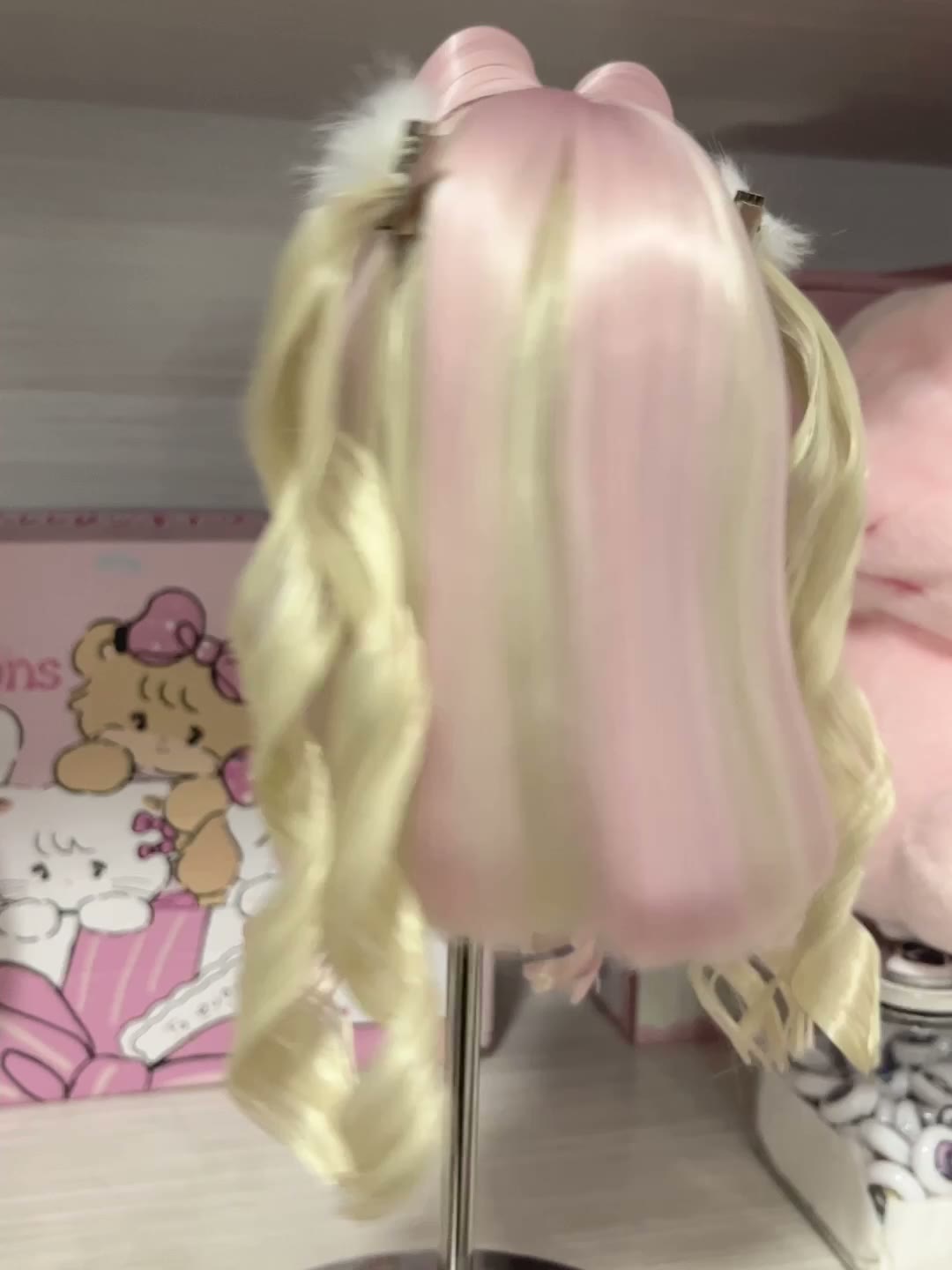 Anime Doll Wig Pink Blonde Twin Tails