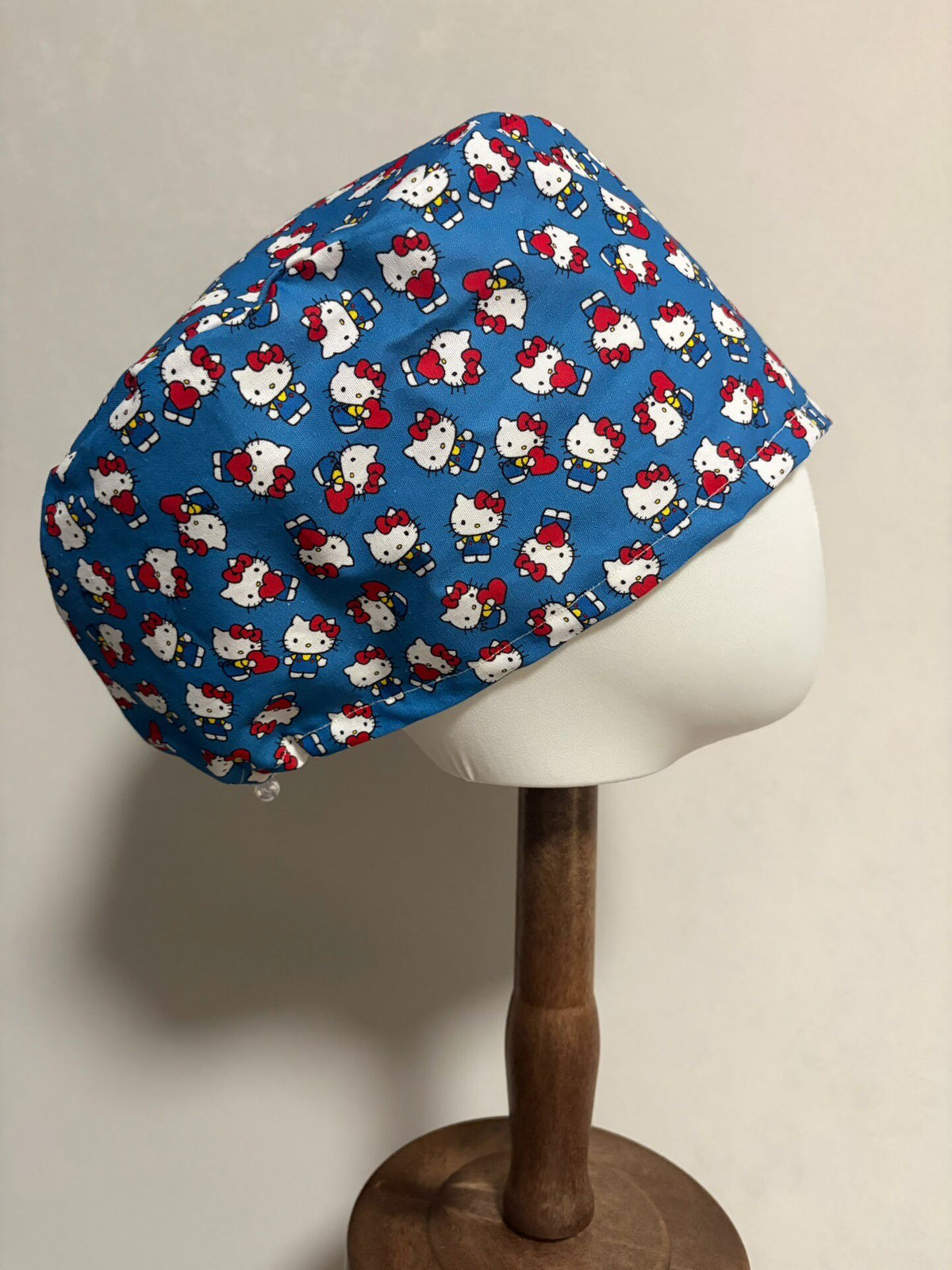 Deep Blue Kitty Print Cotton Scrub Cap