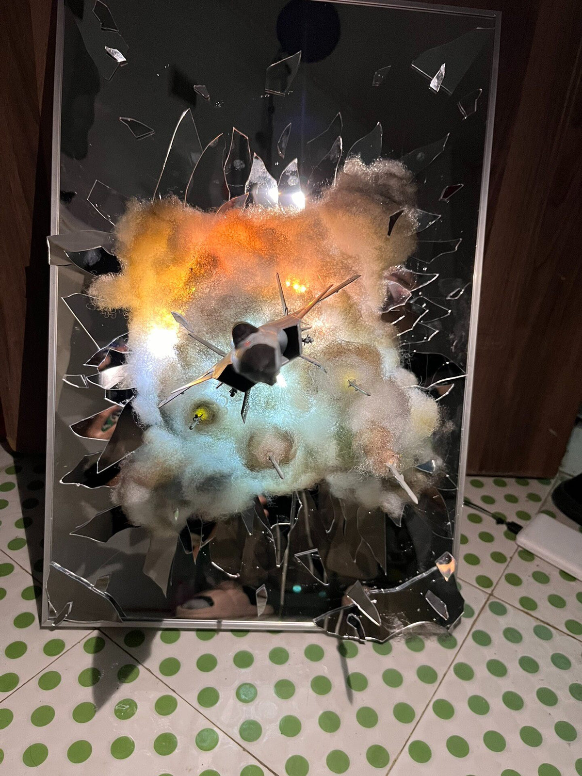 J20 Fighter Shattered Mirror LED Diorama