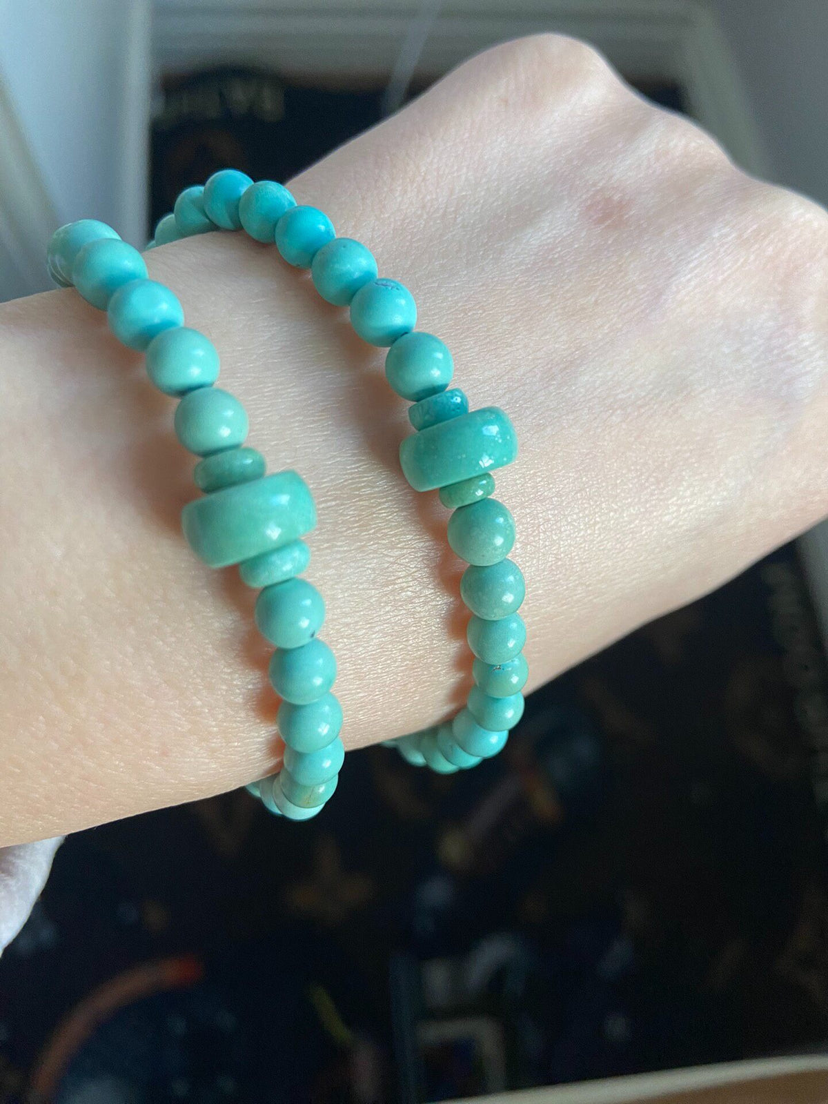 Bracciale a due giri con perline in turchese