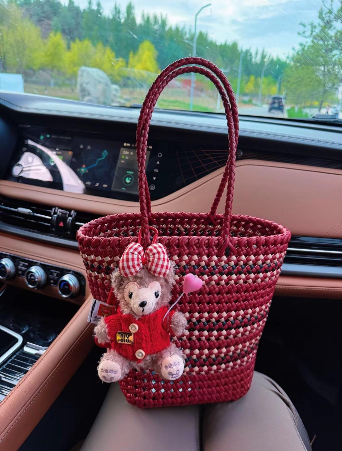 Handwoven Rattan Cherry Bucket Bag
