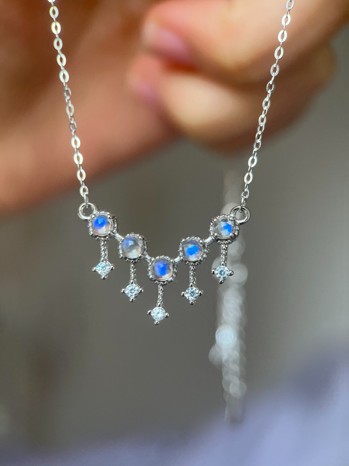 Indian Moonstone S925 Silver Necklace