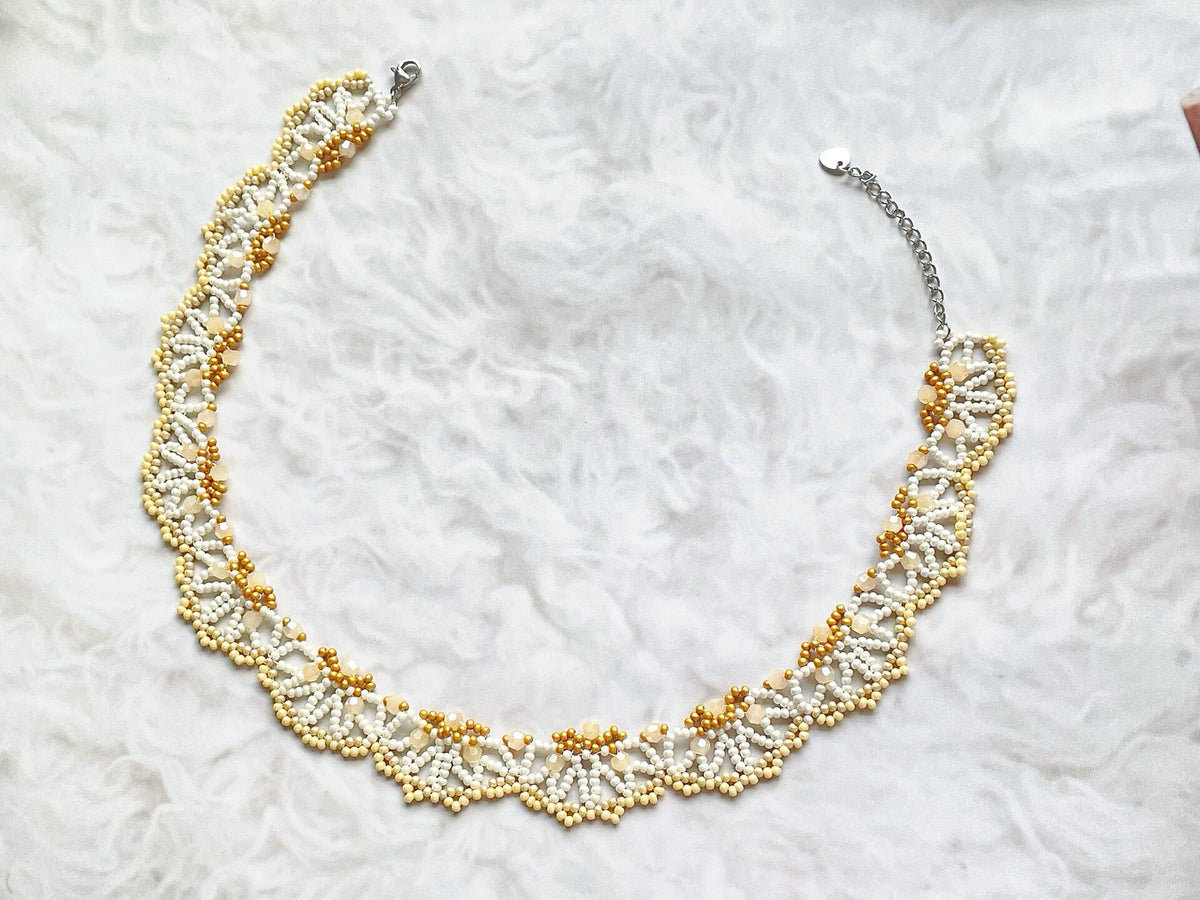 Handmade Lace Collar Beaded Necklace