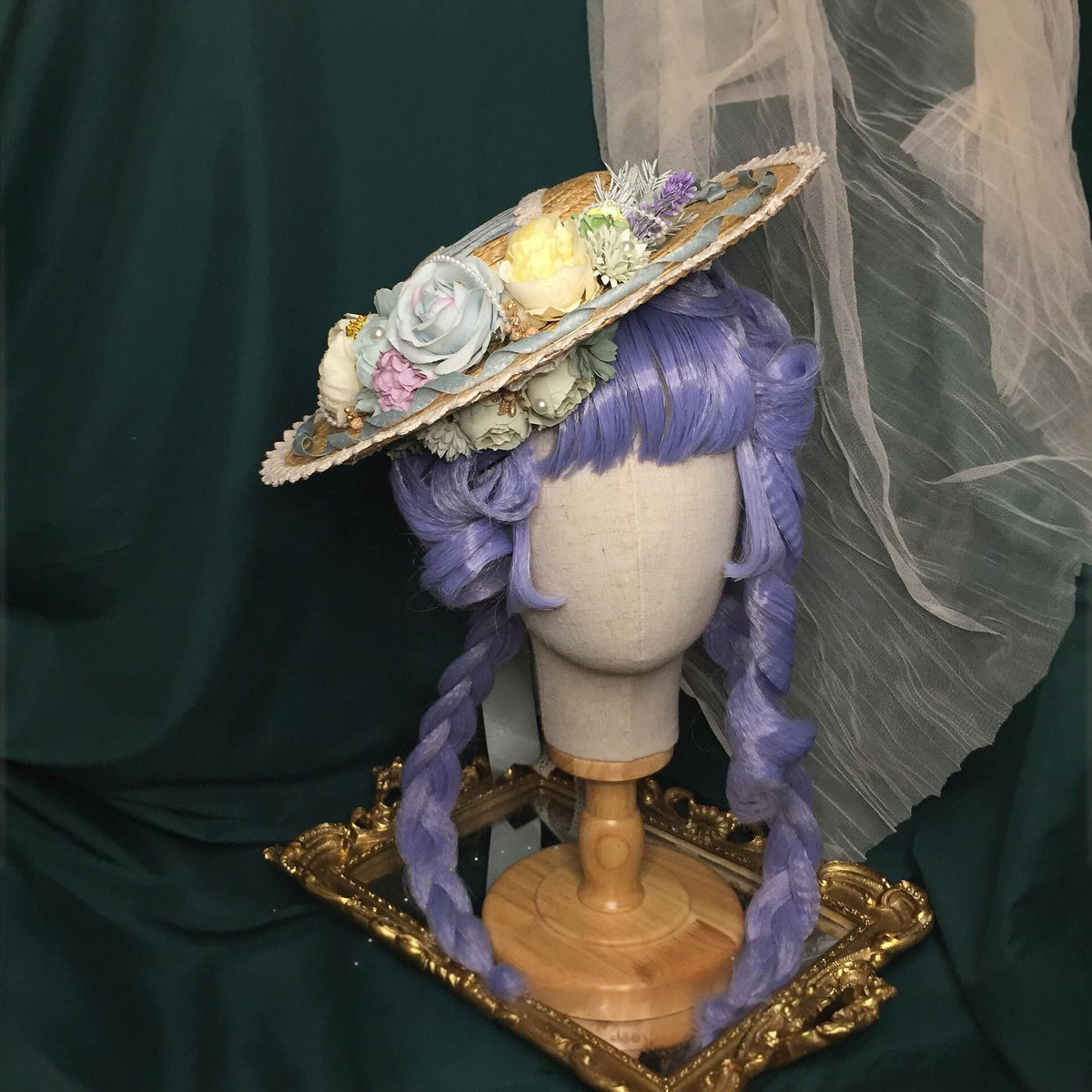 Lolita Straw Hat with Floral Trim