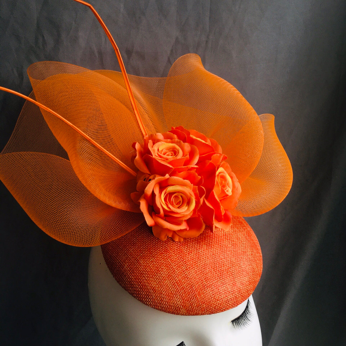 Orange Tulle Fascinator Performance Headpiece