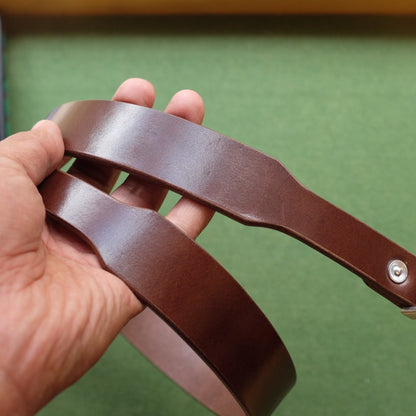 Tapered Leather Belt with Engraved Metal Buckle