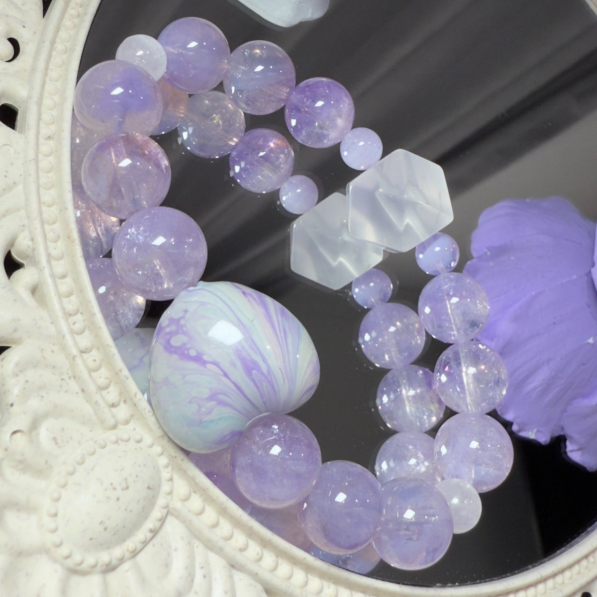 Natuurlijke Paars Kunziet Wit Kristal Armband