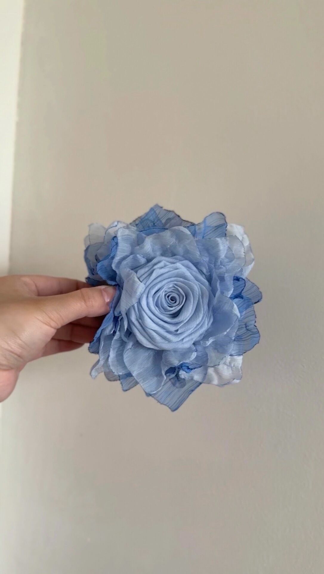 Handmade Fabric Dried Rose Hair Clip Blue