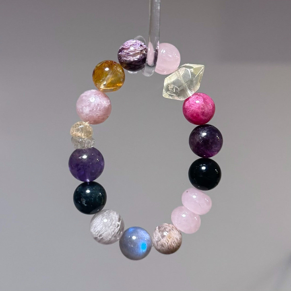 Multi Gemstone Beaded Bracelet Rose Quartz Amethyst
