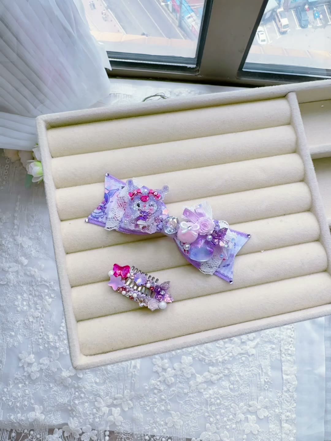 Purple Kuromi Pet Hair Bow Accessories