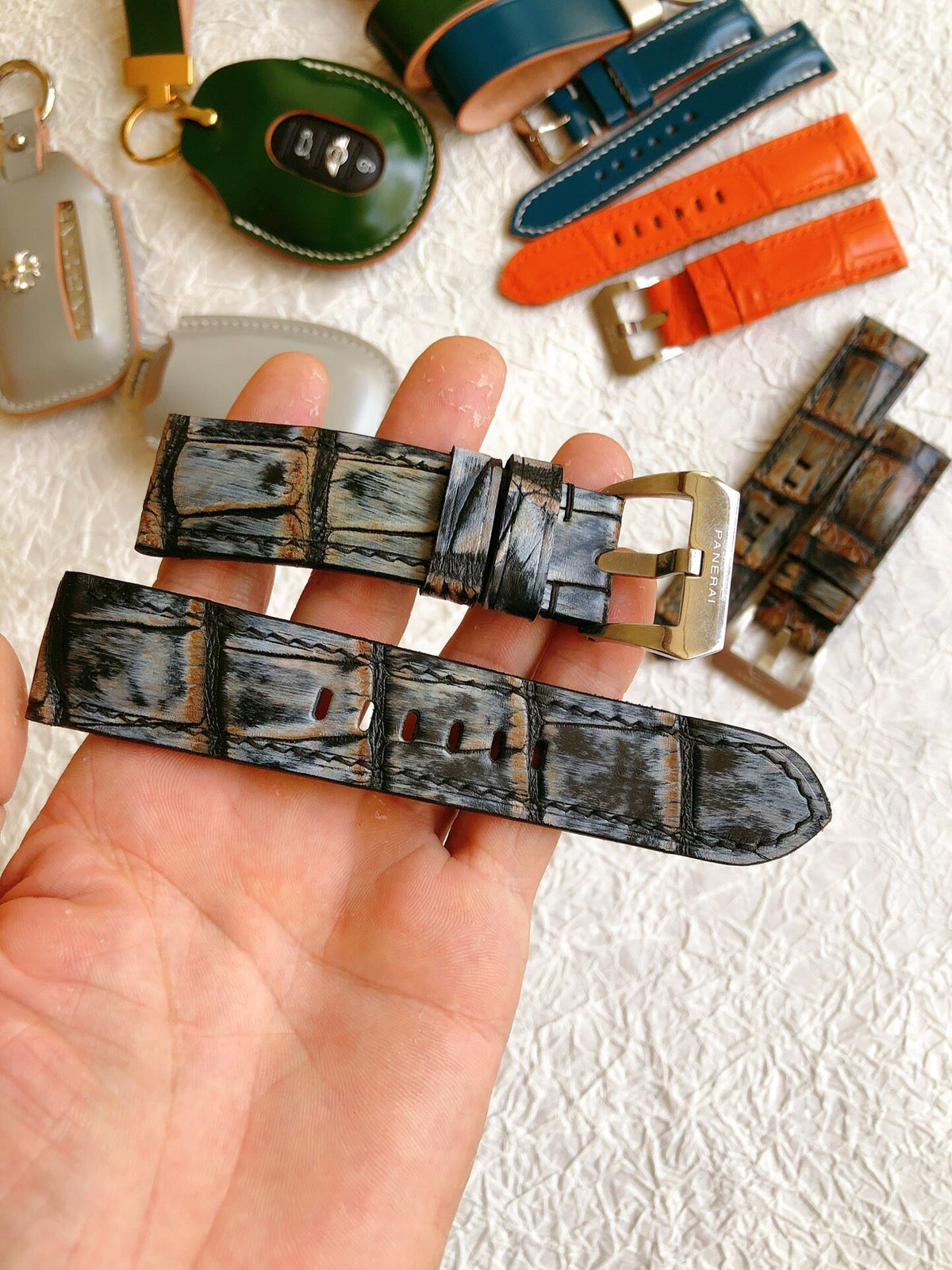 Handmade Panerai Strap Vintage Alligator Leather