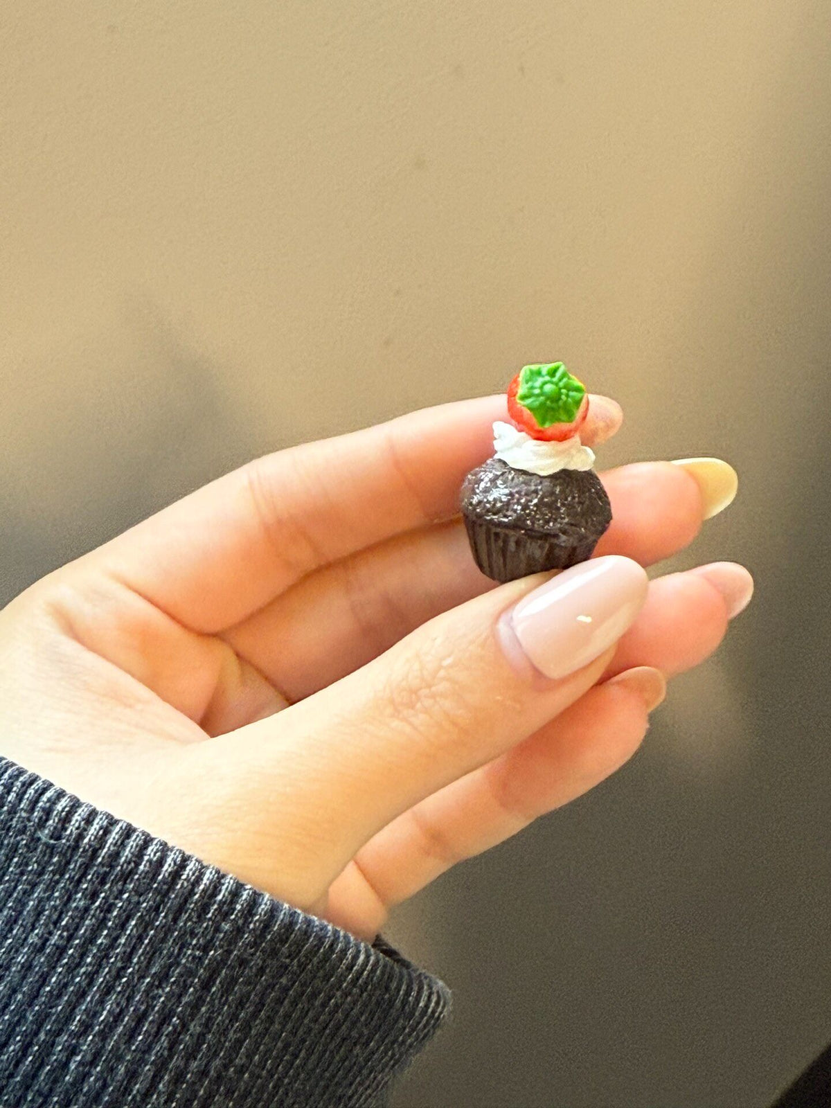 Miniature Clay Chocolate Strawberry Cupcake
