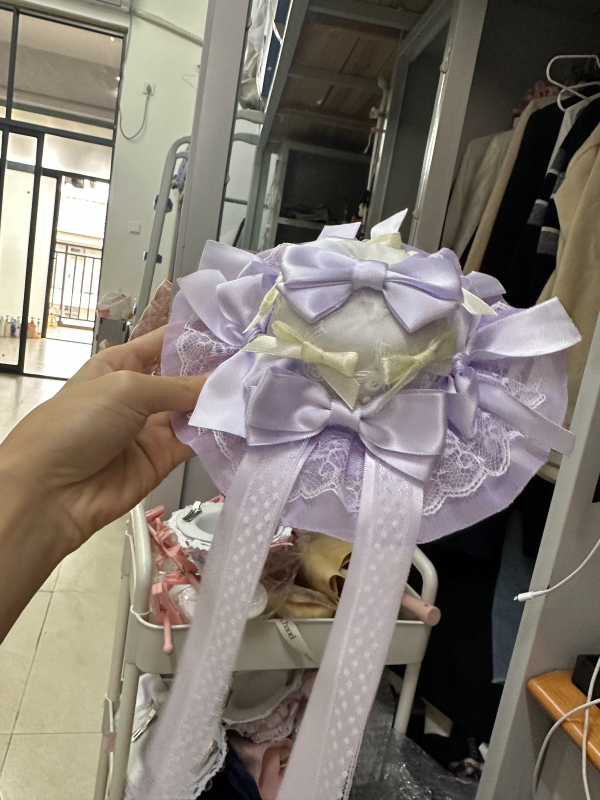 Mini Sombrero Lolita Lavanda con Lazos de Satén